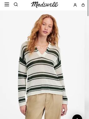 Open stitch johnny collar sweater